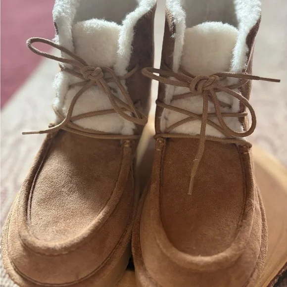 Cozy Tan Suede Women's Boots - Picture 2 of 4